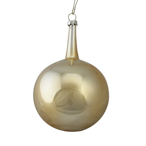 Gold Solid Glass Hanging Christmas Ball Ornament 6.25" - IMAGE 1