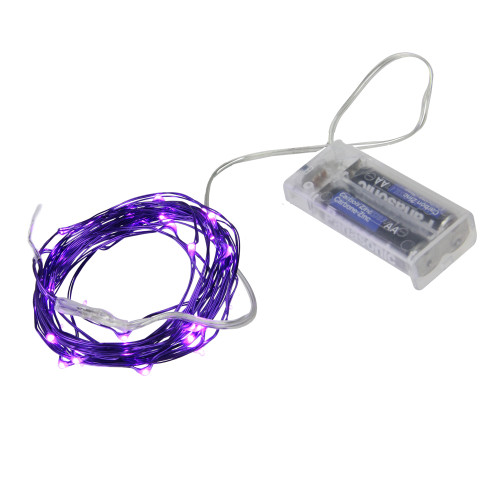 30 Battery Operated Purple Mini Christmas Lights - 9.6 ft Purple Wire - IMAGE 1