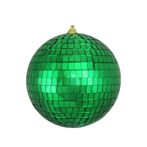 Green Mirrored Disco Ball Christmas Ornament 6" (150mm) - IMAGE 1