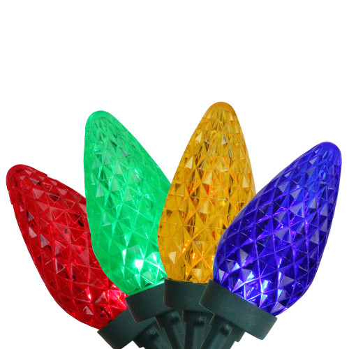 LED Faceted C9 Christmas Lights - Multi-color - 66' Green Wire - 100ct - IMAGE 1