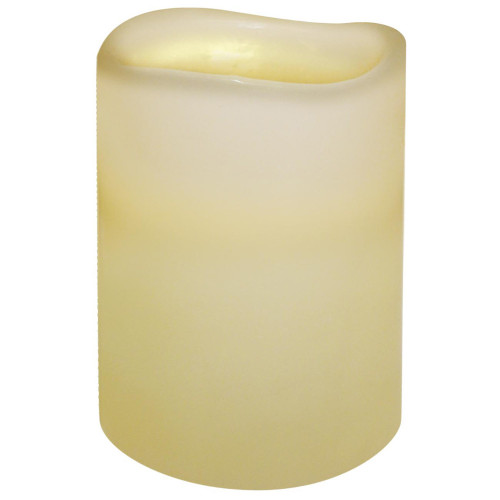 5.5" White Battery Operated Curved Edge Flameless Wax Pillar Candle - IMAGE 1