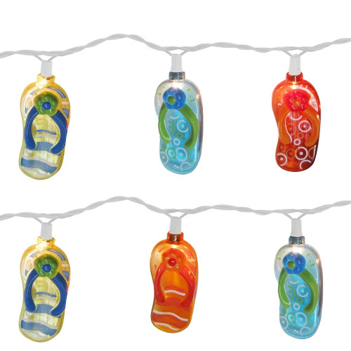 Set of 10 Tropical Beach Flip Flop Sandal Novelty Christmas Lights - 11 ft White Wire - IMAGE 1