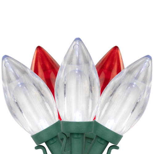 LED C9 Christmas Lights - Red and Pure White - 16' Green Wire - 25ct - IMAGE 1