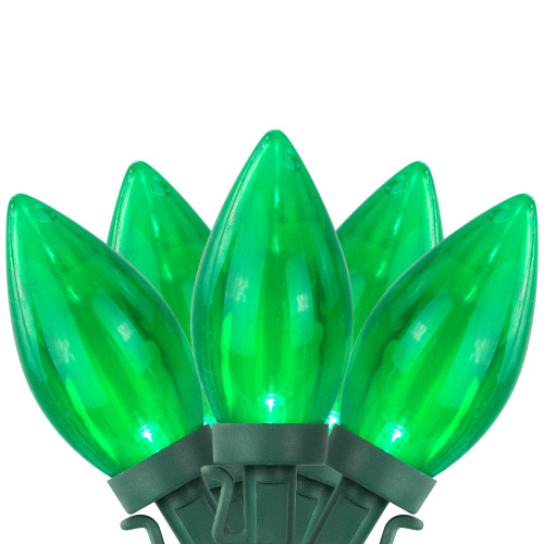 LED C9 Christmas Lights - Green - 16' Green Wire - 25ct - IMAGE 1