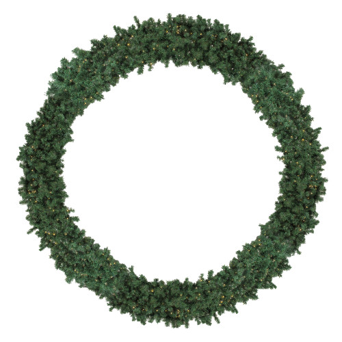 Pre-Lit High Sierra Pine Commercial Artificial Christmas Wreath - 8' - Warm White Lights - IMAGE 1