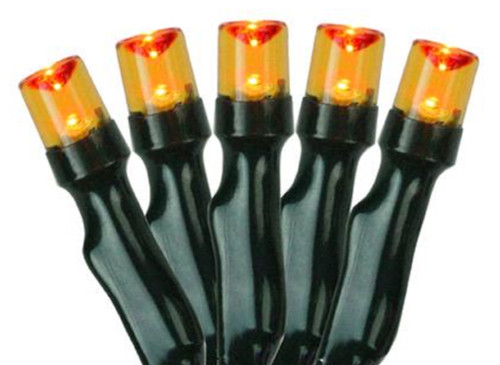 LED Wide Angle Christmas Lights - Orange - 9.5' Black Wire - 20ct - IMAGE 1