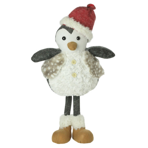 Standing Penguin with Plush Vest and Beanie Santa Hat Christmas Figurine - 24" - IMAGE 1