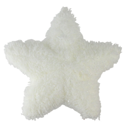 7" White Plush Glitter Star Christmas Ornament - IMAGE 1