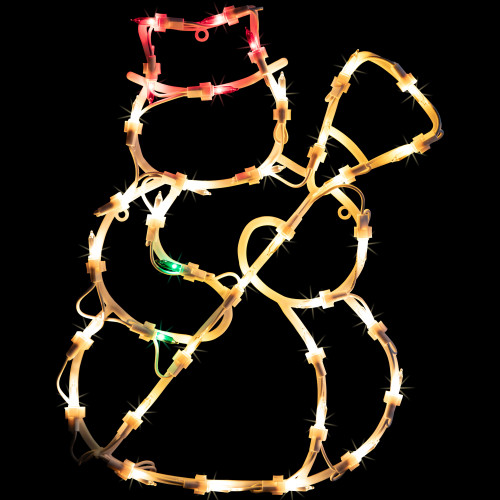 Lighted Snowman Christmas Window Silhouette Decoration - 15" - Multicolor Lights - IMAGE 1