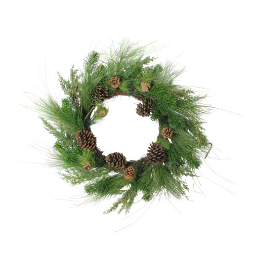 Pine Cones and Needles Artificial Christmas Wreath - 24-Inch, Unlit - IMAGE 1