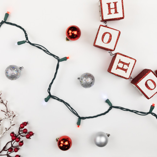 LED Wide Angle Christmas Lights - Red and White - 16.25' Green Wire - 50ct - IMAGE 1