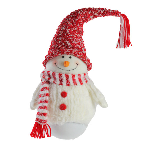 18" Red and White Tumbling 'Sam the Snowman' Christmas Tabletop Figurine - IMAGE 1