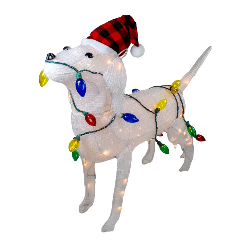 34 White Lighted 3d Standing Dog Christmas Outdoor Decoration Christmas Central
