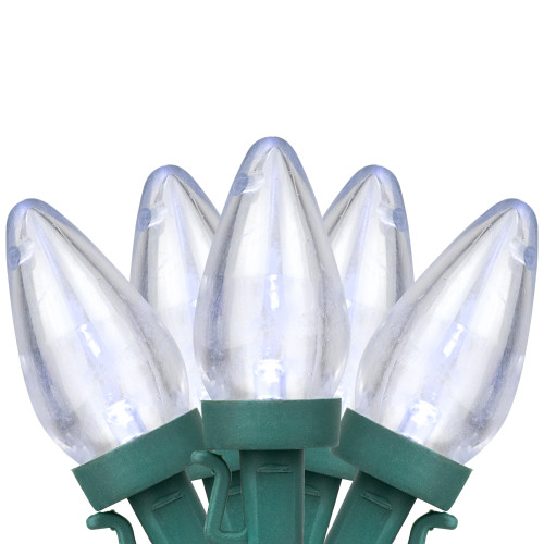 LED C7 Christmas Lights - Pure White - 16' Green Wire - 25ct - IMAGE 1