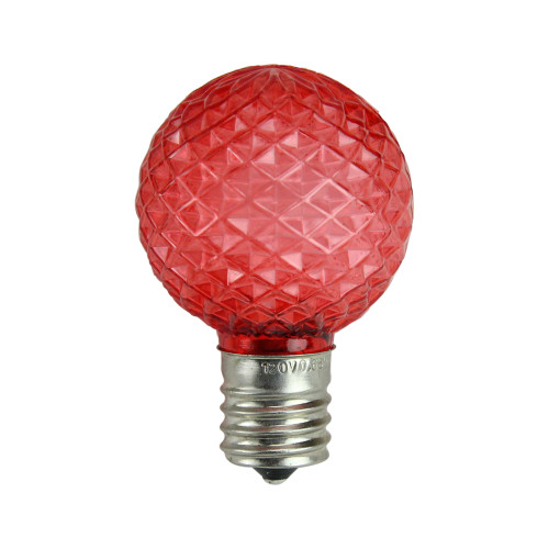 Pack of 25 Faceted LED G40 Red Christmas Replacement Bulbs - IMAGE 1