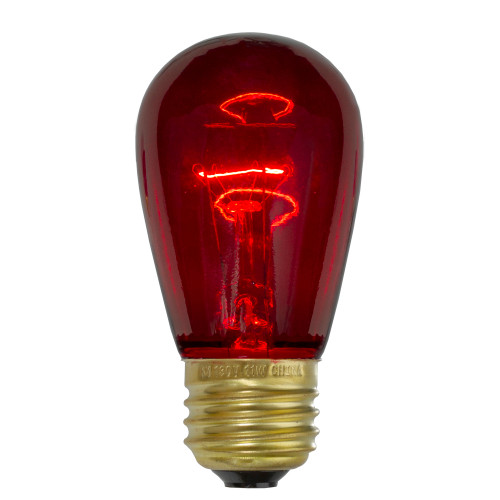 Transparent Incandescent S14 Edison Style Christmas Replacement Bulbs - Red - Pack of 25 - IMAGE 1