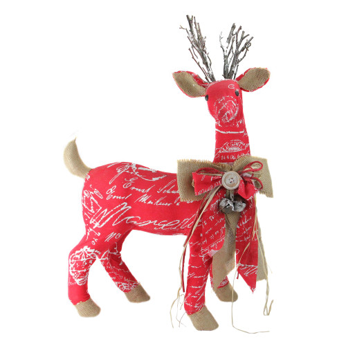 24" Red and Brown Reindeer with Bow Christmas Decoration - IMAGE 1