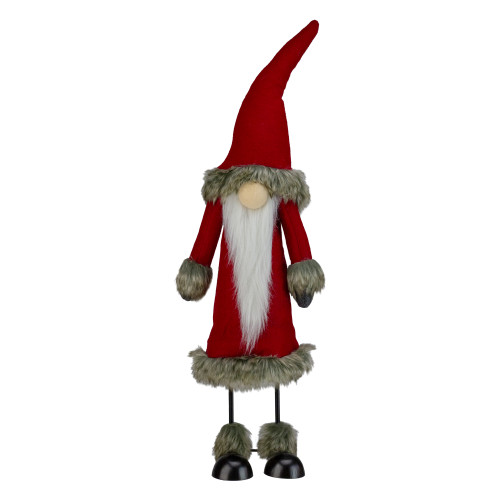 Standing Santa Gnome with Faux Fur Christmas Figurine - 17" - Red - IMAGE 1