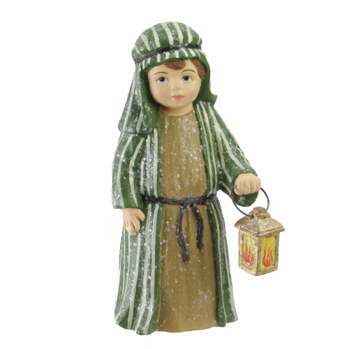 4.75" Green and White Glittered Joseph with Lantern Nativity Christmas Figurine - IMAGE 1