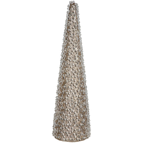 18" Clear Beads and Gold Glitter Christmas Cone Tree - IMAGE 1