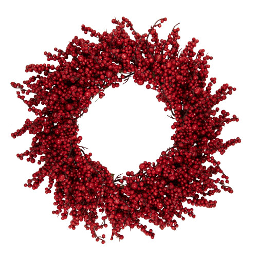 Red Berries Artificial Christmas Wreath, 22-Inch, Unlit - IMAGE 1
