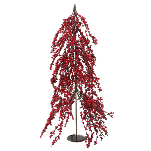 2.5' Red Berries Artificial Upside Down Christmas Tree - Unlit - IMAGE 1
