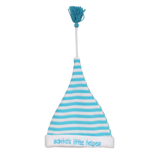 8" Blue and White "Santa"s Little Helper" Baby Christmas Santa Hat with Tassel - IMAGE 1