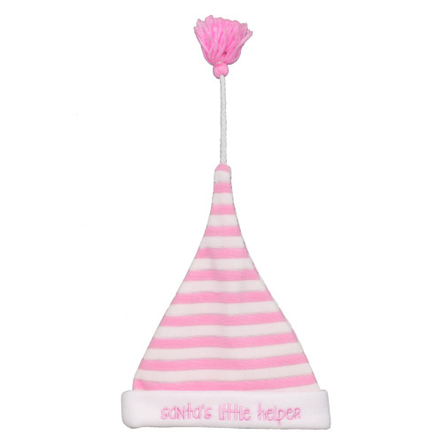 Pink and White 'Santa's Little Helper' Toddler Christmas Hat Costume Accessory - One Size - IMAGE 1