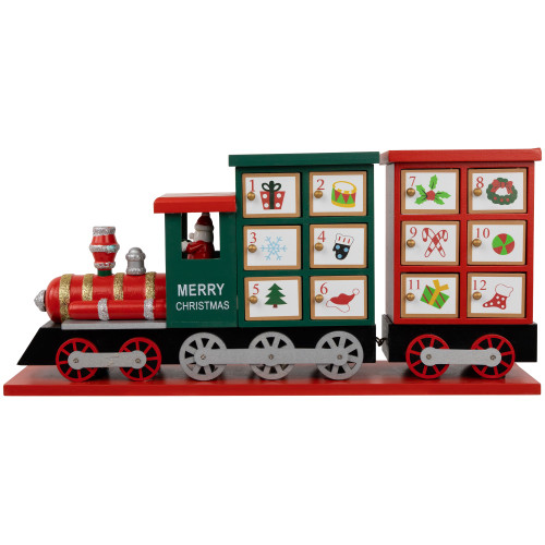 16.5" Locomotive Train Wooden Christmas Advent Calendar - IMAGE 1