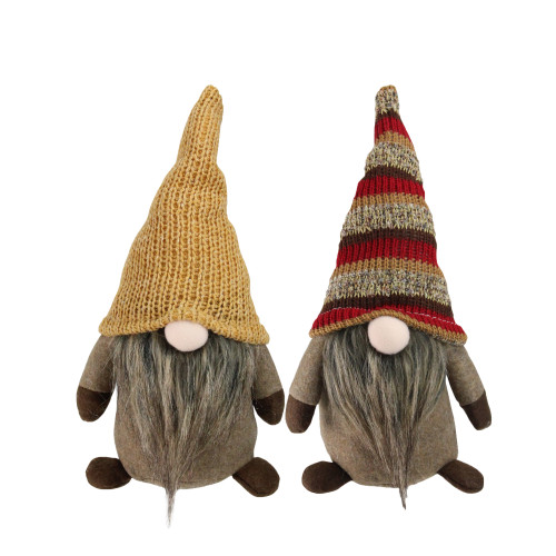 2-Piece Set of Brown Thanksgiving Autumn Traditional Sitting Gnomes with Long Hats 20.5" - IMAGE 1