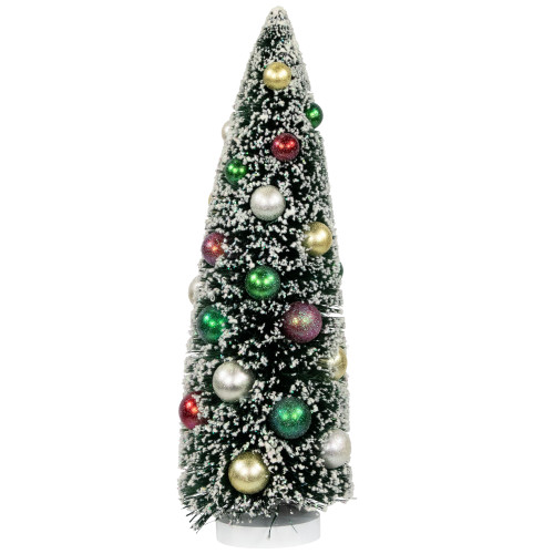 15" Green Frosted Sisal Pine Artificial Christmas Tabletop Tree - IMAGE 1