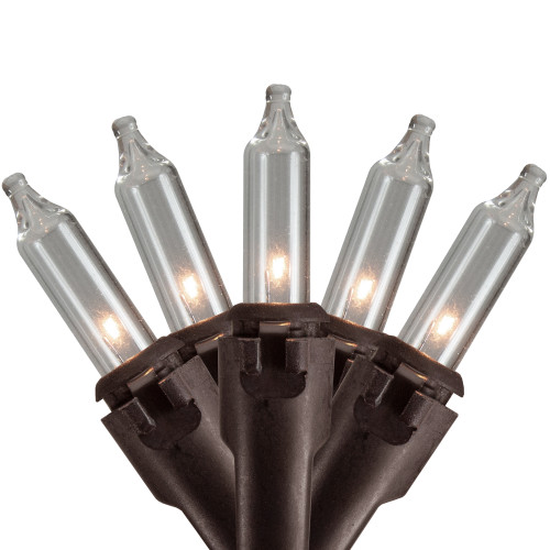 Commercial Length Mini Christmas Light Set - Clear - 149.5' Brown Wire - 300ct - IMAGE 1