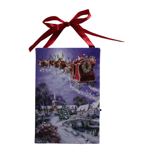 6" LED Fiber Optic Christmas Tree & Santa Sleigh Wall Art ...