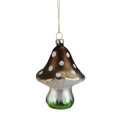 5" Brown Fairytale Mushroom Glass Christmas Ornament - IMAGE 1