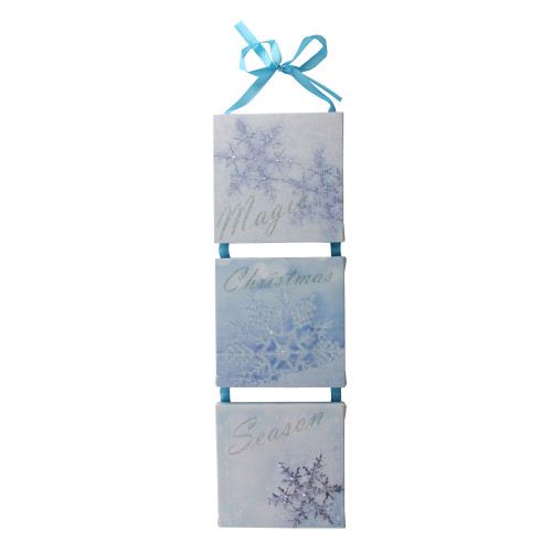 15.5" LED Lighted Winter Blue “Magic Christmas Season” Snowflake Wall Art Decoration - IMAGE 1