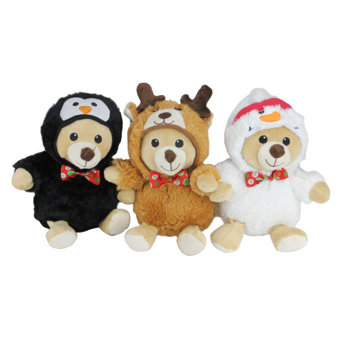 Teddy Bear Stuffed Animal Figures in Christmas Costumes - 8" - Set of 3 - IMAGE 1
