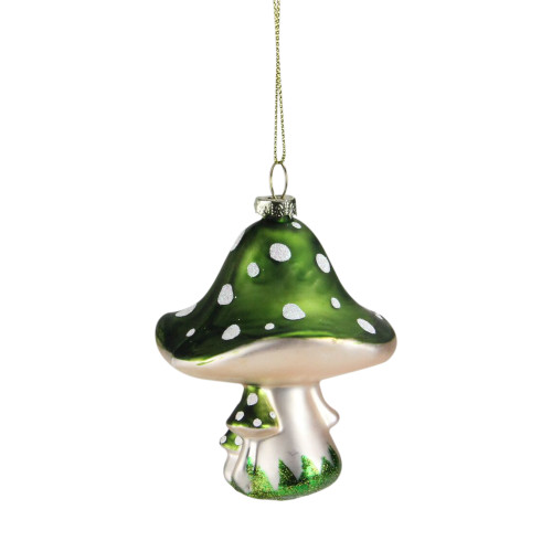 3.5" Green Fairytale Mushroom Glass Christmas Ornament - IMAGE 1