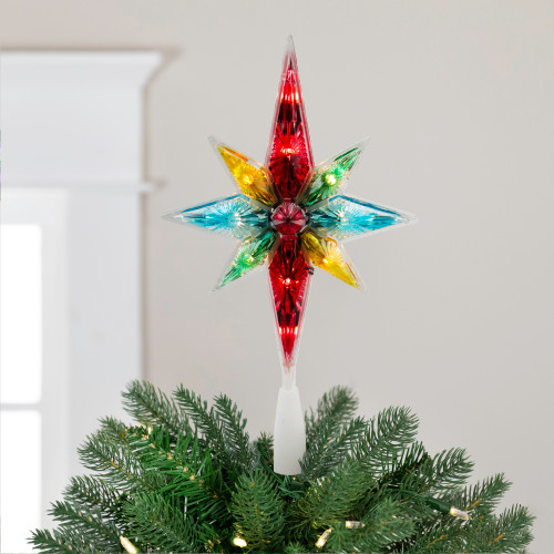 10.75" Lighted Multi Colored Star Tree Topper- Clear Lights - IMAGE 1
