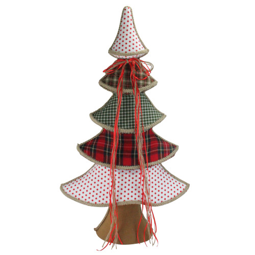 31.5" Red and Green Plaid Whimsical Christmas Tree Decoration - IMAGE 1