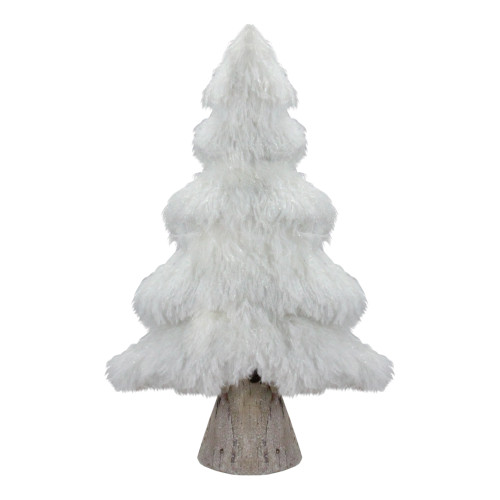 16.5" White Faux Fur Holiday Tree Table Top Decoration - IMAGE 1