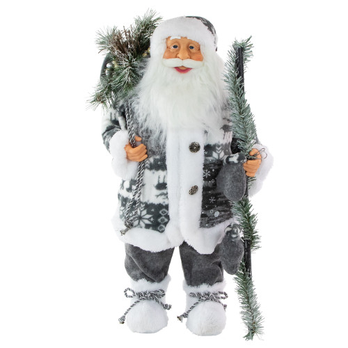 24" Gray and White Nordic Santa Claus Christmas Figure - IMAGE 1