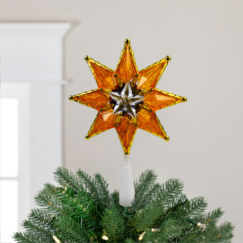 Mosaic Star Christmas Tree Topper - 8" - Clear Lights - IMAGE 1