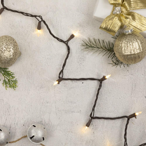 LED Mini Christmas Lights - Warm White - 33' Brown Wire - 100ct - IMAGE 1