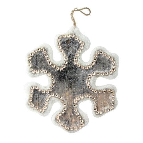 6.25" Brown and White Glittered Shatterproof Christmas Snowflake Ornament - IMAGE 1