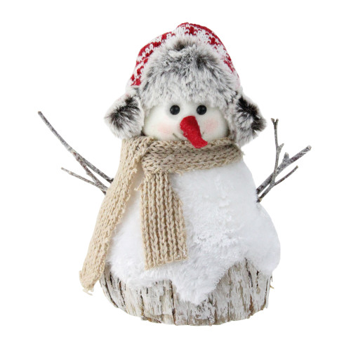 7" White and Brown Christmas Snowman Decoration - IMAGE 1