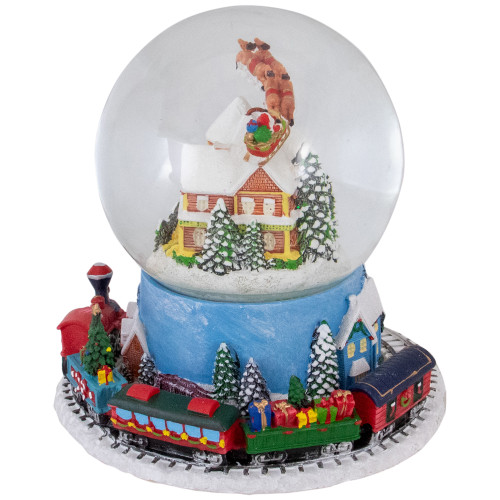 6.5" Revolving House with Santa & Train Musical Christmas Snow Globe ...