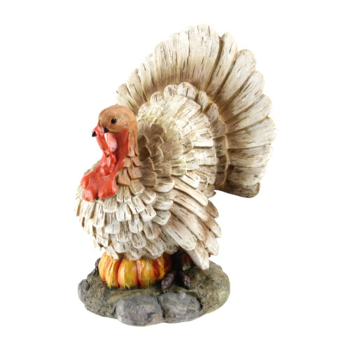 9.5” Turkey and Pumpkin Thanksgiving Harvest Table Top Figurine - IMAGE 1