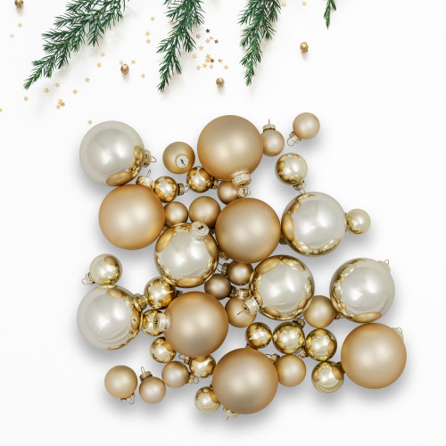 2-Finish Glass Christmas Ball Ornaments - 2.5" (60mm) - Gold - 40ct - IMAGE 1