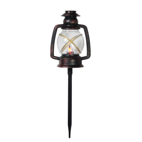 Set of 3 Bronze and Black Flickering Lantern Christmas Pathway Markers 16" - IMAGE 1