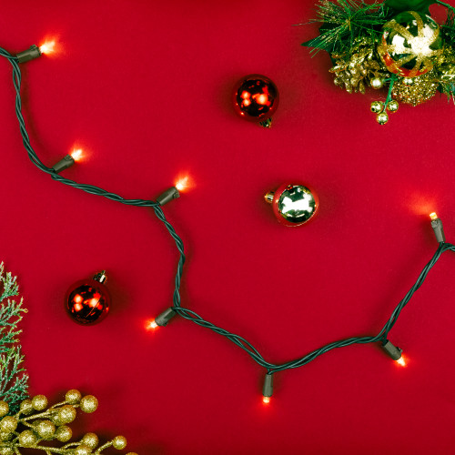 LED Wide Angle Christmas Lights - Warm White - 33' Brown Wire - 100ct - IMAGE 1